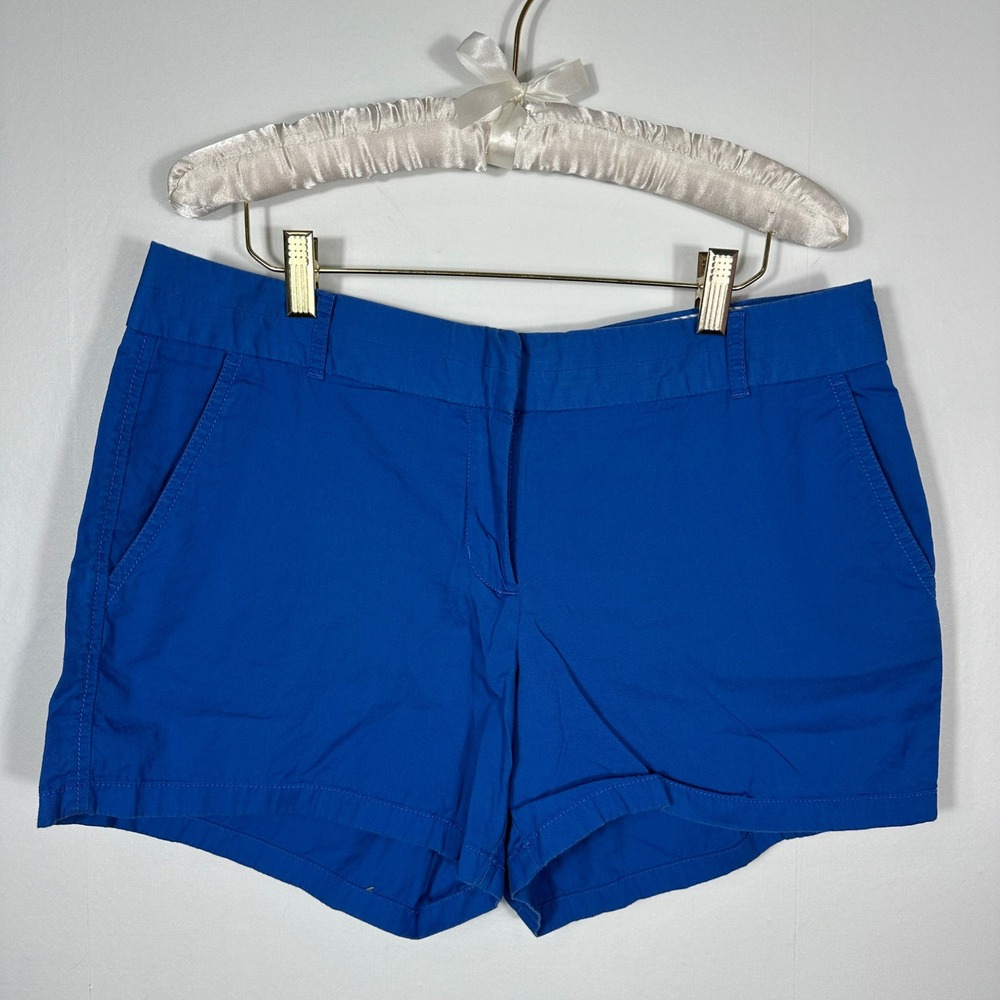 J.Crew Chino Shorts Womens 10 Blue Broken-In Cotton Mid-Rise Flat Front